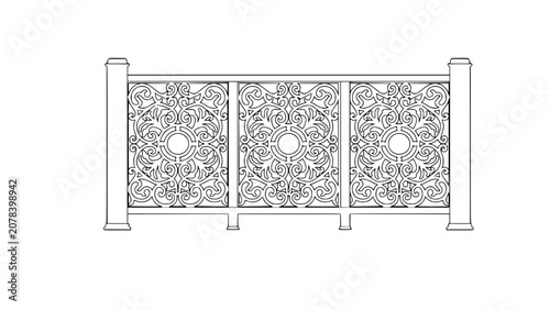 Obraz na płótnie Classical Balustrade in Vector 2D