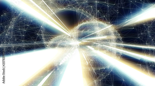Fotografie Background imagery featuring digital technology concepts: networks, speed, communication, DX, AI, and systems