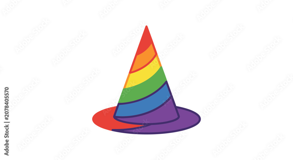 Fototapeta premium Rainbow Party Hat with White Background - Celebration and Fun