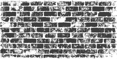 Distressed Grunge Brick Wall Texture Background Vector in Black and White