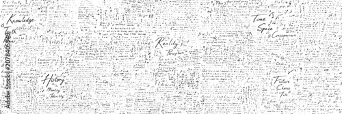 Photos Abstract Panoramic Background of Handwritten Scientific and Philosophical Notes