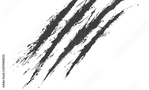 Black Grunge Animal Claw Scratch Marks Vector Illustration on White Background