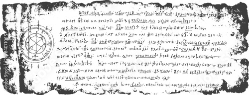 Obraz na plátně Ancient Manuscript Fragment with Alchemical Symbols and Mysterious Script Vector