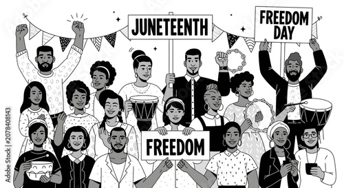 Fotografía Diverse Group Celebrating Juneteenth Freedom Day