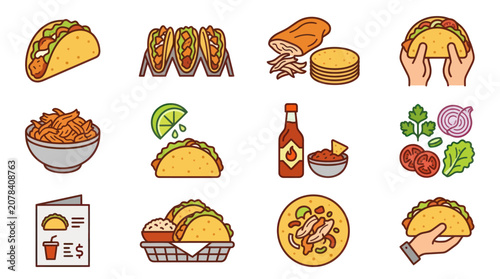 Cuadro en lienzo Tacos and Mexican Food Items.