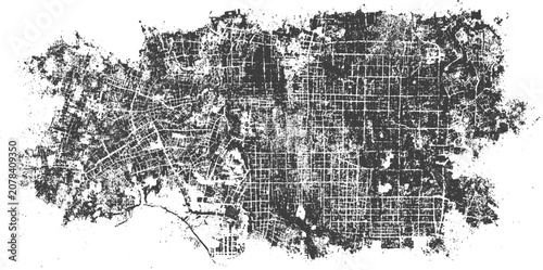 Abstract Distressed Urban City Map Texture Grunge Vector Background