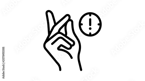 Hand Snapping Finger Next to Notification Icon and Clock Symbol