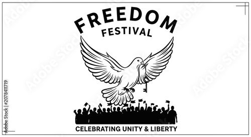 Freedom Festival Logo Design with Dove and Crowd
