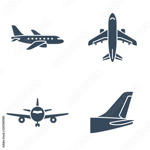 Bild auf Leinwand Airplane icons in different views.