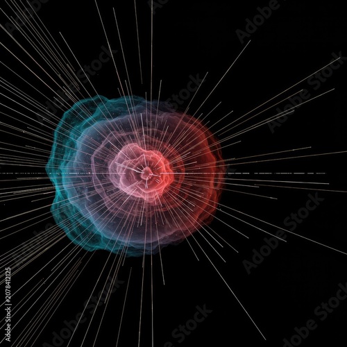 Abstract mathematical concept demonstrating the theoretical point of ultimate mass compression and infinite density, extreme, concentration, diagram