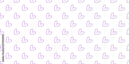 Seamless love pattern. Cute hand drawn purple hearts on a white background. Minimalist doodle heart illustration for wallpaper, textile, and wrapping paper.