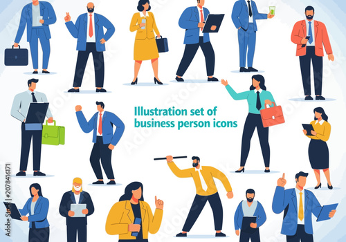 Illustration set of business person icons