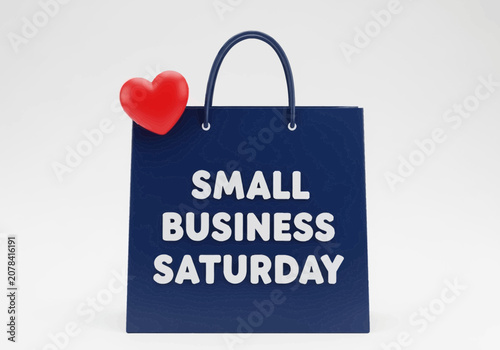 Small business saturday shopping bag with a red heart