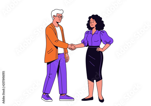 Man and woman shaking hands