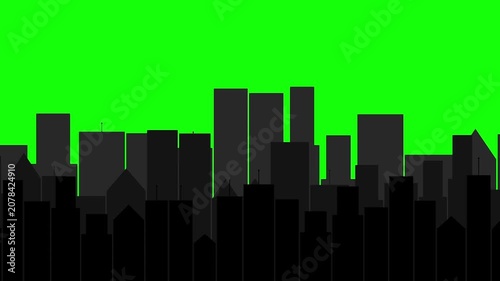 Green Screen Cityscape Silhouette Animation for Motion Graphics Backgrounds