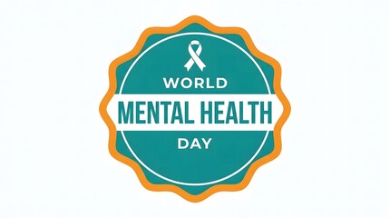 World mental health day awareness ribbon teal orange logo