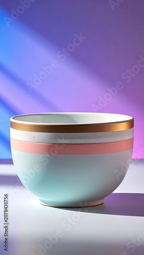 Beautiful ceramic bowl with gold trim.