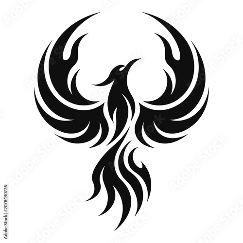 Majestic Phoenix Rising Logo Symbol Design Vector
