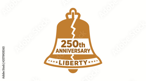 Distinctive emblem of a cracked golden bell icon, signifying a grand anniversary celebration and historical milestone with symbolic elegance, perfect for commemorating enduring heritage