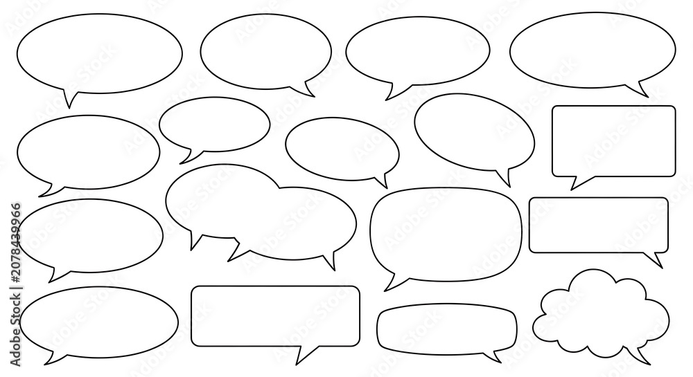 Fototapeta premium Collection of Blank Speech Bubbles and Thought Clouds.