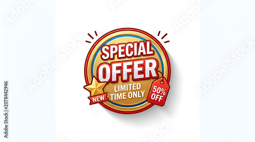 Special Offer Sale Badge Vector Design with Limited Time Text and Discount Tag