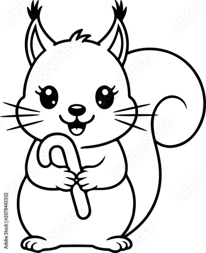 Cute cartoon squirrel holding an acorn