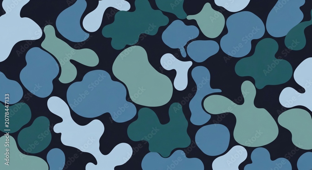Naklejka premium A vibrant abstract pattern of blue and green shapes on a dark background