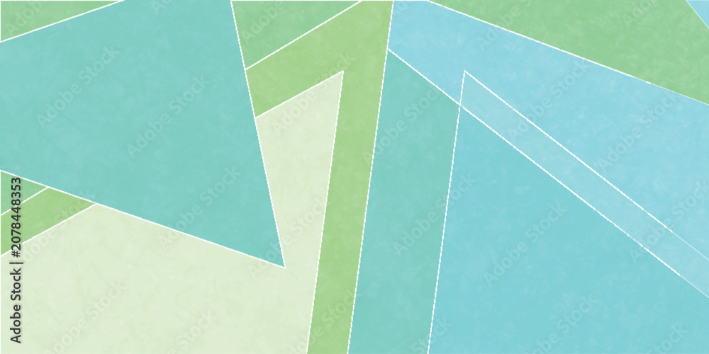 Obraz premium Geometric abstract composition with vibrant light green and blue triangles