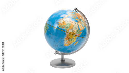 Globe on stand shows Earth map
