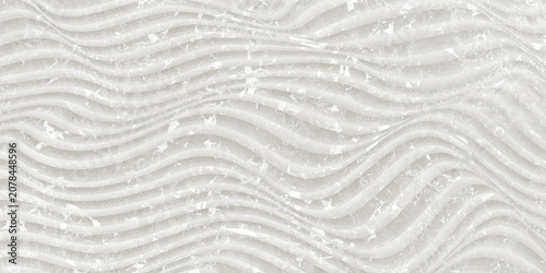 Fotografie A 3D abstract background featuring smooth, undulating waves with a light grey and white marble texture