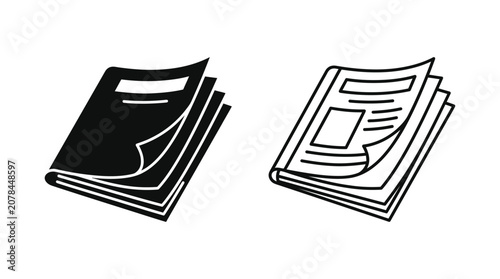 Photos Stack Of Newspapers Black And White Silhouette Illustration