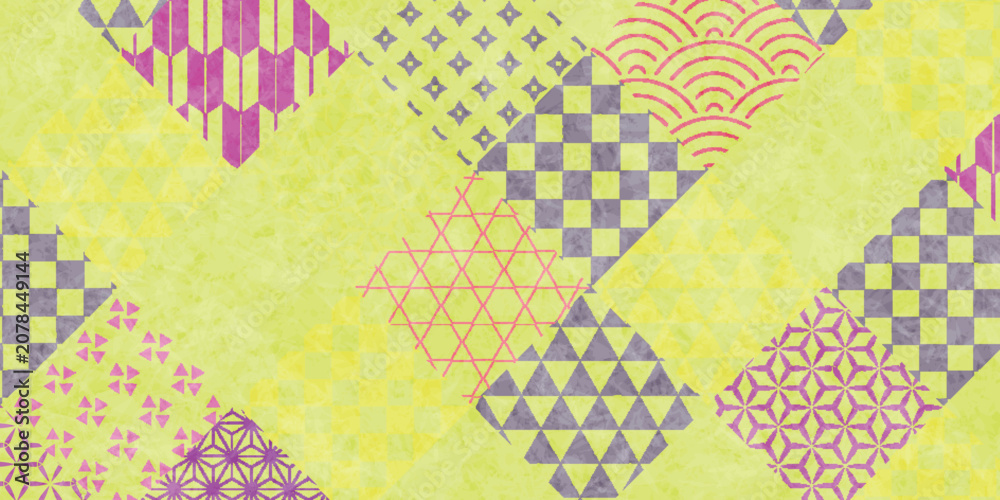Fototapeta premium Vibrant Yellow Japanese Traditional Pattern Background