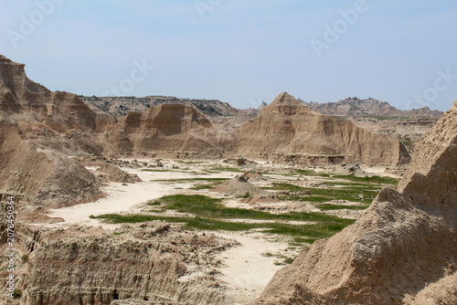 Obraz na płótnie Badlands National Park Landscape Under Blue Summer Sky, South Dakota