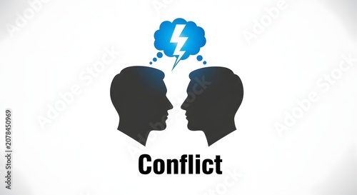 Conflict icon shows two facing heads with a lightning bolt on white