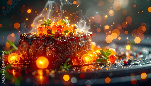 A mouthwatering dish emitting smoke