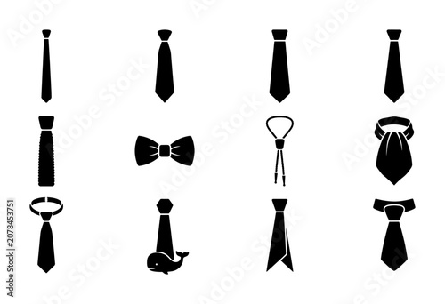Foto Elegant Neckwear Icons: 10 Black Tie & Bowtie Vector Silhouettes for Formal Fash