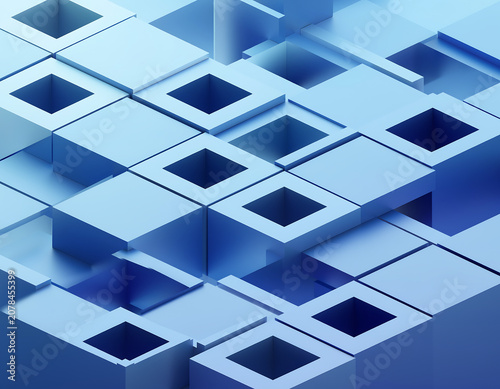 Blue abstract jigsaw puzzle pieces grid background, software module or business technology background concept. With Ai

