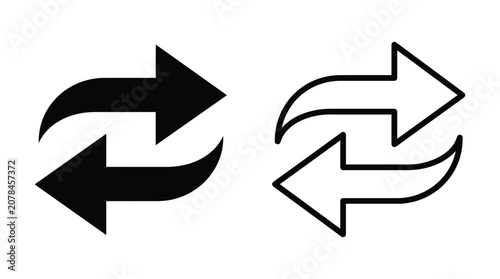 Fotografía Reciprocal Arrows Icon Black And White Line Art Style