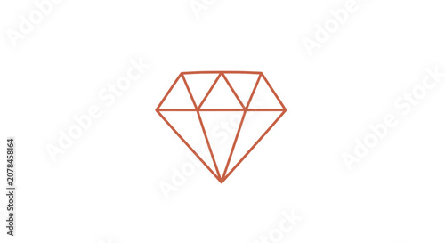 Foto Red Diamond Shape Illustration on White Background.