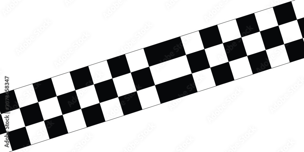 Obraz premium Checkered flag pattern, racing stripe design, black and white vector graphics, speedway symbol