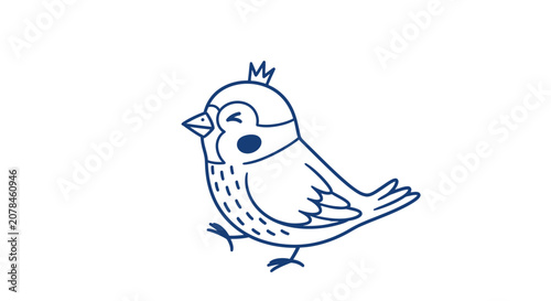 Vászonkép Simple Line Drawing of a Sparrow Bird.