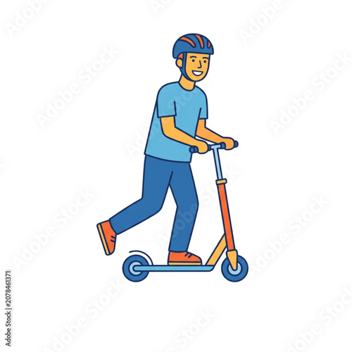 Scooter Flat Cartoon Illustration