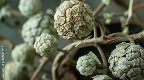 Dried string of pearls shriveled close up