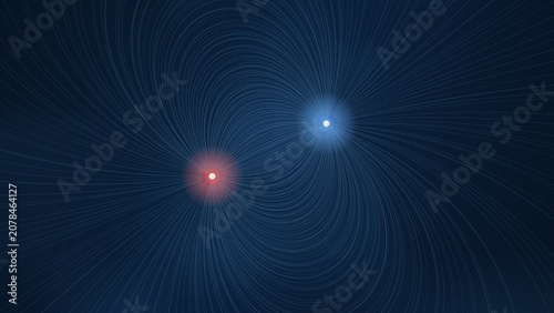 Εκτύπωση καμβά Abstract Magnetic Field Lines with Red and Blue Poles