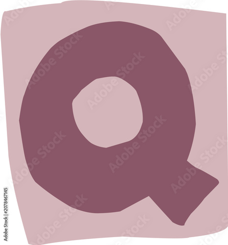Ransom note cutout letter Q illustration for journaling and scrapbooking