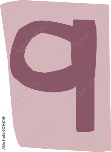 Ransom note cutout letter Q illustration for journaling and scrapbooking