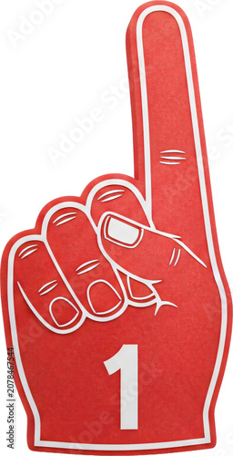 Red foam finger with number one.