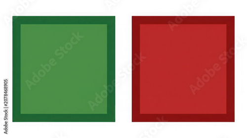 фотографія Solid green square next to solid red square on transparent grid background