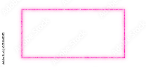Abstract neon light effect. vibrant pink glowing rectangle frame, continuous illuminated line border. for synthwave retro club poster, gamer stream overlay. isolated cut out transparent png.
