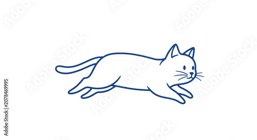 Photos Simple Line Drawing of a Cat Running.